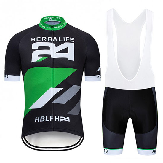 2019 Maillot Herbalifr 24 Tirantes Mangas Cortas Negro Verde